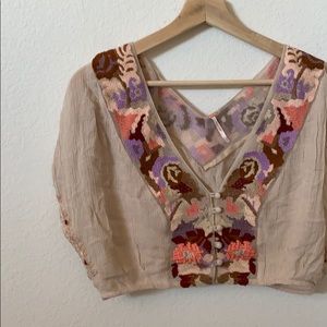 Free People | oversized embroidered crop top